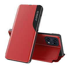 Custodia Portafoglio In Pelle Cover con Supporto L04 per Oppo Find X5 5G Rosso