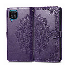 Custodia Portafoglio In Pelle Cover con Supporto L04 per Samsung Galaxy A12 Viola