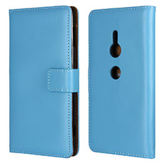 Custodia Portafoglio In Pelle Cover con Supporto L04 per Sony Xperia XZ2 Cielo Blu