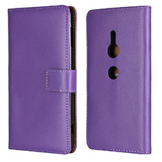 Custodia Portafoglio In Pelle Cover con Supporto L04 per Sony Xperia XZ2 Viola