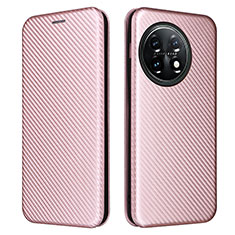 Custodia Portafoglio In Pelle Cover con Supporto L04Z per OnePlus 11 5G Oro Rosa