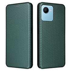 Custodia Portafoglio In Pelle Cover con Supporto L04Z per Realme C30 Verde