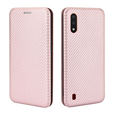 Custodia Portafoglio In Pelle Cover con Supporto L04Z per Samsung Galaxy A01 SM-A015 Oro Rosa