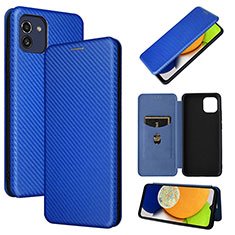 Custodia Portafoglio In Pelle Cover con Supporto L04Z per Samsung Galaxy A03 Blu