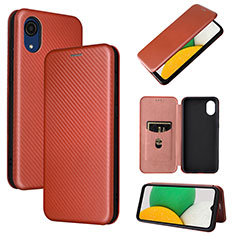 Custodia Portafoglio In Pelle Cover con Supporto L04Z per Samsung Galaxy A03 Core Marrone