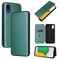 Custodia Portafoglio In Pelle Cover con Supporto L04Z per Samsung Galaxy A03 Core Verde