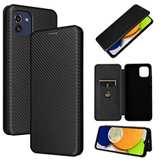 Custodia Portafoglio In Pelle Cover con Supporto L04Z per Samsung Galaxy A03 Nero