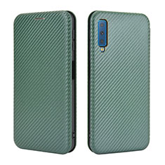 Custodia Portafoglio In Pelle Cover con Supporto L04Z per Samsung Galaxy A7 (2018) A750 Verde