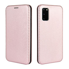 Custodia Portafoglio In Pelle Cover con Supporto L04Z per Samsung Galaxy S20 FE 4G Oro Rosa