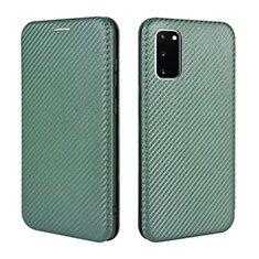 Custodia Portafoglio In Pelle Cover con Supporto L04Z per Samsung Galaxy S20 FE 5G Verde