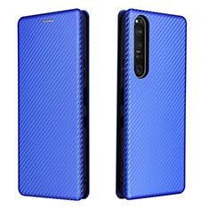 Custodia Portafoglio In Pelle Cover con Supporto L04Z per Sony Xperia 1 III Blu