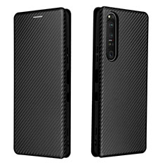 Custodia Portafoglio In Pelle Cover con Supporto L04Z per Sony Xperia 1 III Nero