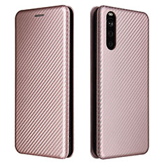 Custodia Portafoglio In Pelle Cover con Supporto L04Z per Sony Xperia 10 III Lite Oro Rosa