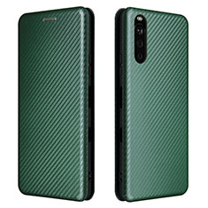 Custodia Portafoglio In Pelle Cover con Supporto L04Z per Sony Xperia 10 III Verde