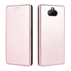 Custodia Portafoglio In Pelle Cover con Supporto L04Z per Sony Xperia 8 Lite Oro Rosa