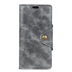 Custodia Portafoglio In Pelle Cover con Supporto L05 per Alcatel 7 Grigio