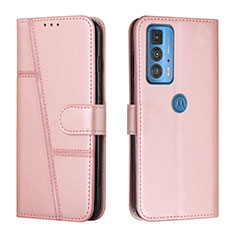 Custodia Portafoglio In Pelle Cover con Supporto L05 per Motorola Moto Edge 20 Pro 5G Oro Rosa