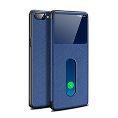 Custodia Portafoglio In Pelle Cover con Supporto L05 per Oppo A12e Blu