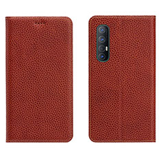 Custodia Portafoglio In Pelle Cover con Supporto L05 per Oppo Find X2 Neo Marrone