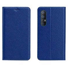 Custodia Portafoglio In Pelle Cover con Supporto L05 per Oppo Reno3 Pro Blu