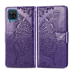 Custodia Portafoglio In Pelle Cover con Supporto L05 per Samsung Galaxy A12 Viola