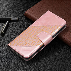 Custodia Portafoglio In Pelle Cover con Supporto L05 per Xiaomi POCO C3 Oro Rosa