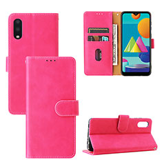 Custodia Portafoglio In Pelle Cover con Supporto L05Z per Samsung Galaxy A02 Rosa Caldo