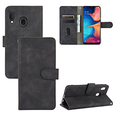 Custodia Portafoglio In Pelle Cover con Supporto L05Z per Samsung Galaxy A20 Nero