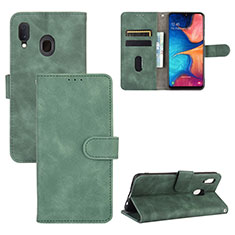 Custodia Portafoglio In Pelle Cover con Supporto L05Z per Samsung Galaxy A20 Verde