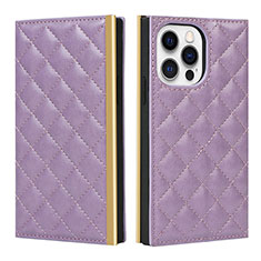 Custodia Portafoglio In Pelle Cover con Supporto L06 per Apple iPhone 15 Pro Max Viola