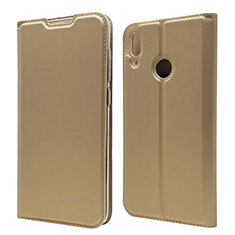 Custodia Portafoglio In Pelle Cover con Supporto L06 per Huawei Y7 (2019) Oro