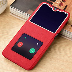 Custodia Portafoglio In Pelle Cover con Supporto L06 per Oppo A9 (2020) Rosso