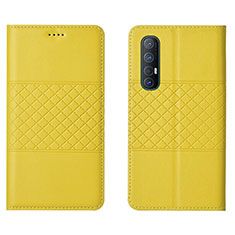 Custodia Portafoglio In Pelle Cover con Supporto L06 per Oppo Reno3 Pro Giallo