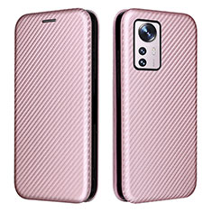 Custodia Portafoglio In Pelle Cover con Supporto L06 per Xiaomi Mi 12 Pro 5G Oro Rosa