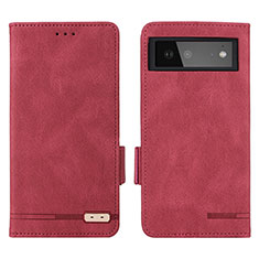 Custodia Portafoglio In Pelle Cover con Supporto L06Z per Google Pixel 6 5G Rosso