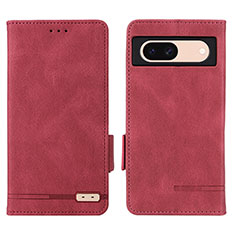 Custodia Portafoglio In Pelle Cover con Supporto L06Z per Google Pixel 8a 5G Rosso