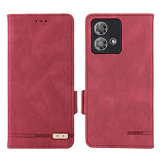 Custodia Portafoglio In Pelle Cover con Supporto L06Z per Motorola Moto Edge 40 Neo 5G Rosso