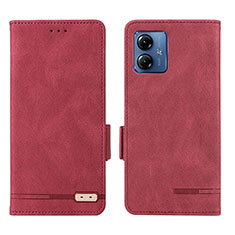 Custodia Portafoglio In Pelle Cover con Supporto L06Z per Motorola Moto G14 Rosso