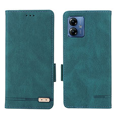 Custodia Portafoglio In Pelle Cover con Supporto L06Z per Motorola Moto G14 Verde