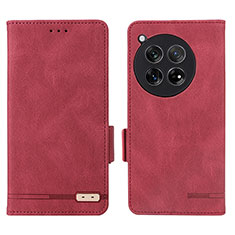 Custodia Portafoglio In Pelle Cover con Supporto L06Z per OnePlus Ace 3 5G Rosso