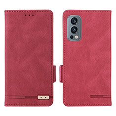 Custodia Portafoglio In Pelle Cover con Supporto L06Z per OnePlus Nord 2 5G Rosso