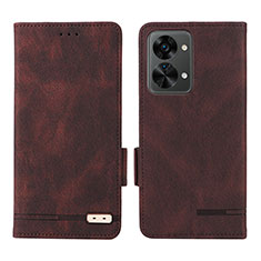 Custodia Portafoglio In Pelle Cover con Supporto L06Z per OnePlus Nord 2T 5G Marrone