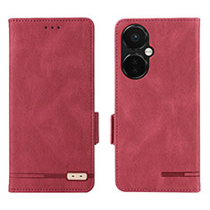 Custodia Portafoglio In Pelle Cover con Supporto L06Z per OnePlus Nord CE 3 5G Rosso