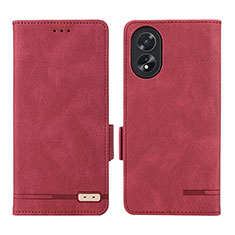 Custodia Portafoglio In Pelle Cover con Supporto L06Z per Oppo A18 Rosso