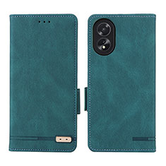 Custodia Portafoglio In Pelle Cover con Supporto L06Z per Oppo A18 Verde