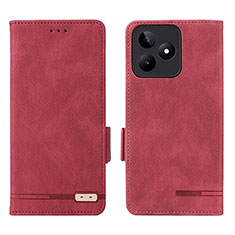 Custodia Portafoglio In Pelle Cover con Supporto L06Z per Realme C51 Rosso