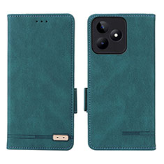 Custodia Portafoglio In Pelle Cover con Supporto L06Z per Realme C53 India Verde