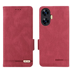 Custodia Portafoglio In Pelle Cover con Supporto L06Z per Realme Narzo N55 Rosso