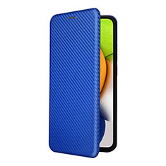 Custodia Portafoglio In Pelle Cover con Supporto L06Z per Samsung Galaxy A03 Blu