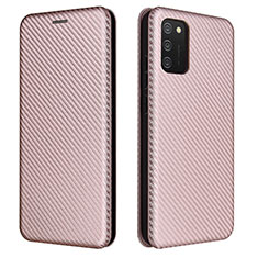 Custodia Portafoglio In Pelle Cover con Supporto L06Z per Samsung Galaxy A03s Oro Rosa